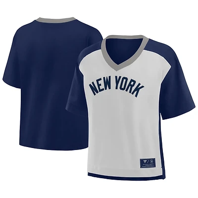 Fanatics Graphite New York Yankees Oversized Race To Win V-Neck T-Shirt