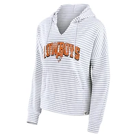 Fanatics /Gray Oklahoma State Cowboys Arch Logo Striped Notch Neck Pullover Hoodie
