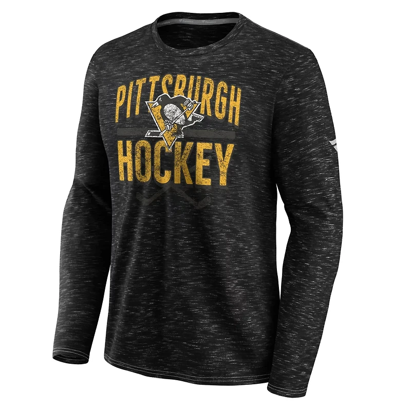Fanatics Gray Pittsburgh Penguins Iced Out Long Sleeve T-Shirt