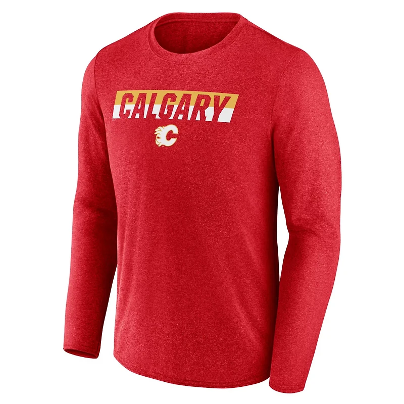 Fanatics Heather Calgary Flames Transition Long Sleeve T-Shirt