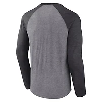 Fanatics Heather Charcoal Boston Bruins Goal Crease Raglan Tri-Blend Long Sleeve T-Shirt