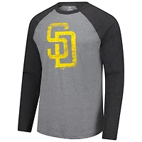 Fanatics Heather Charcoal San Diego Padres Weathered Logo Tri-Blend Raglan Long Sleeve T-Shirt