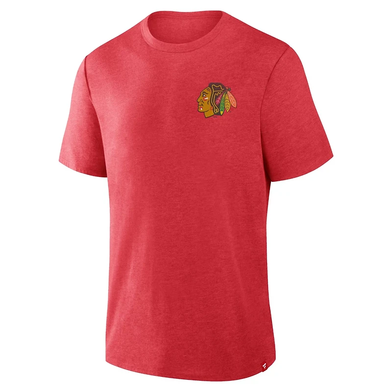 Fanatics Heather Chicago Blackhawks Fan Lanes Tri-Blend T-Shirt