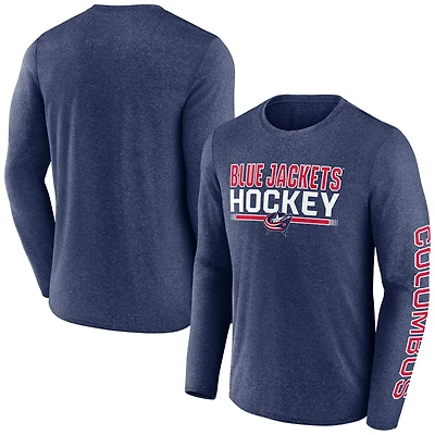 Fanatics Heather Columbus Blue Jackets Sweep Iconic Synthetic Long Sleeve T-Shirt