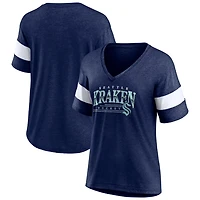 Fanatics Heather Deep Sea Seattle Kraken Clapper V-Neck Half-Sleeve T-Shirt