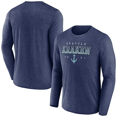 Fanatics Heather Deep Sea Seattle Kraken Long Sleeve T-Shirt