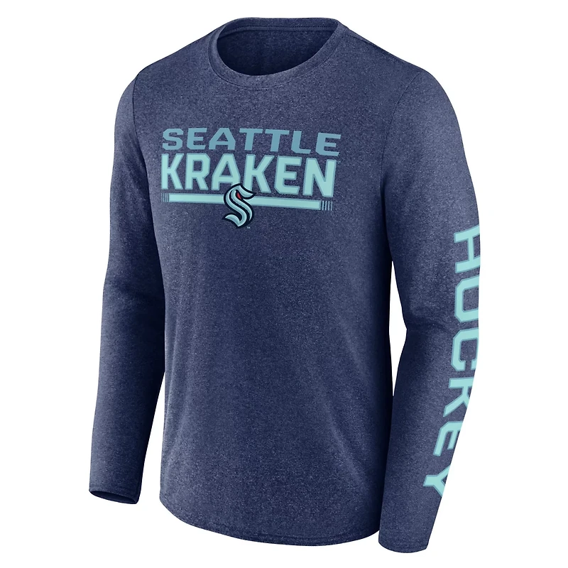 Fanatics Heather Deep Sea Seattle Kraken Sweep Iconic Synthetic Long Sleeve T-Shirt