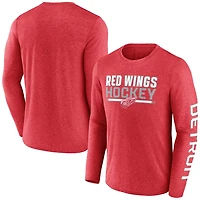 Fanatics Heather Detroit Wings Sweep Iconic Synthetic Long Sleeve T-Shirt