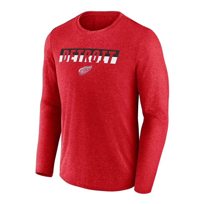 Fanatics Heather Detroit Wings Transition Long Sleeve T-Shirt