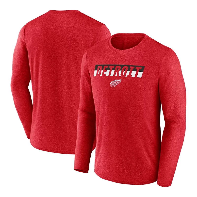 Fanatics Heather Detroit Wings Transition Long Sleeve T-Shirt