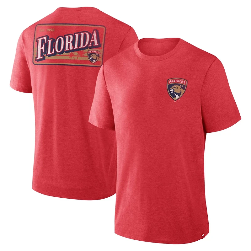 Fanatics Heather Florida Panthers Fan Lanes Tri-Blend T-Shirt