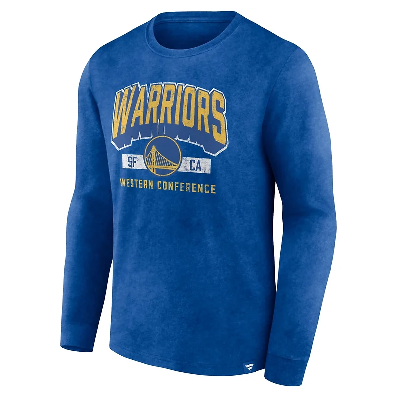 Fanatics Heather Golden State Warriors Front Court Press Snow Wash Long Sleeve T-Shirt