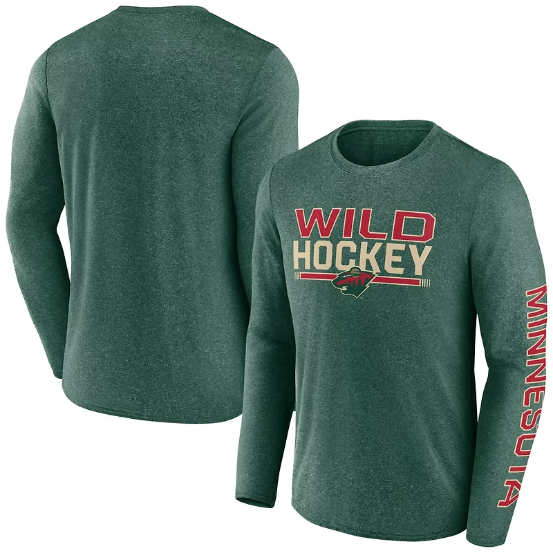Fanatics Heather Minnesota Wild Sweep Iconic Synthetic Long Sleeve T-Shirt