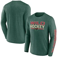 Fanatics Heather Minnesota Wild Sweep Iconic Synthetic Long Sleeve T-Shirt
