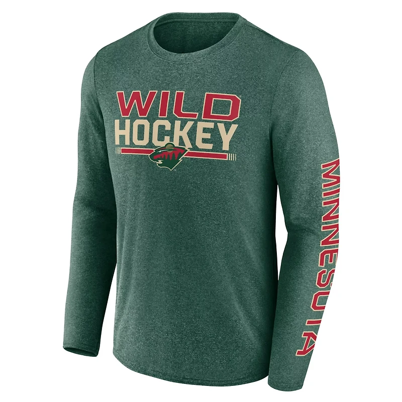 Fanatics Heather Minnesota Wild Sweep Iconic Synthetic Long Sleeve T-Shirt