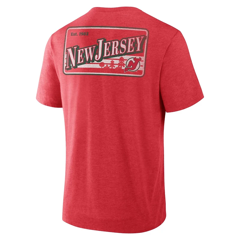 Fanatics Heather New Jersey Devils Fan Lanes Tri-Blend T-Shirt