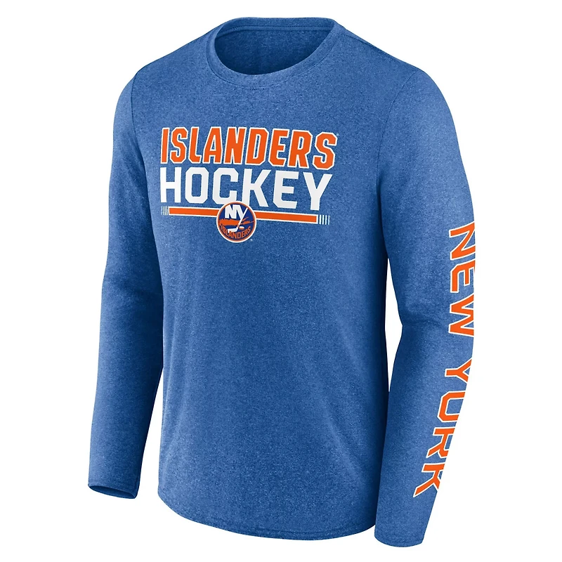 Fanatics Heather New York Islanders Sweep Iconic Synthetic Long Sleeve T-Shirt