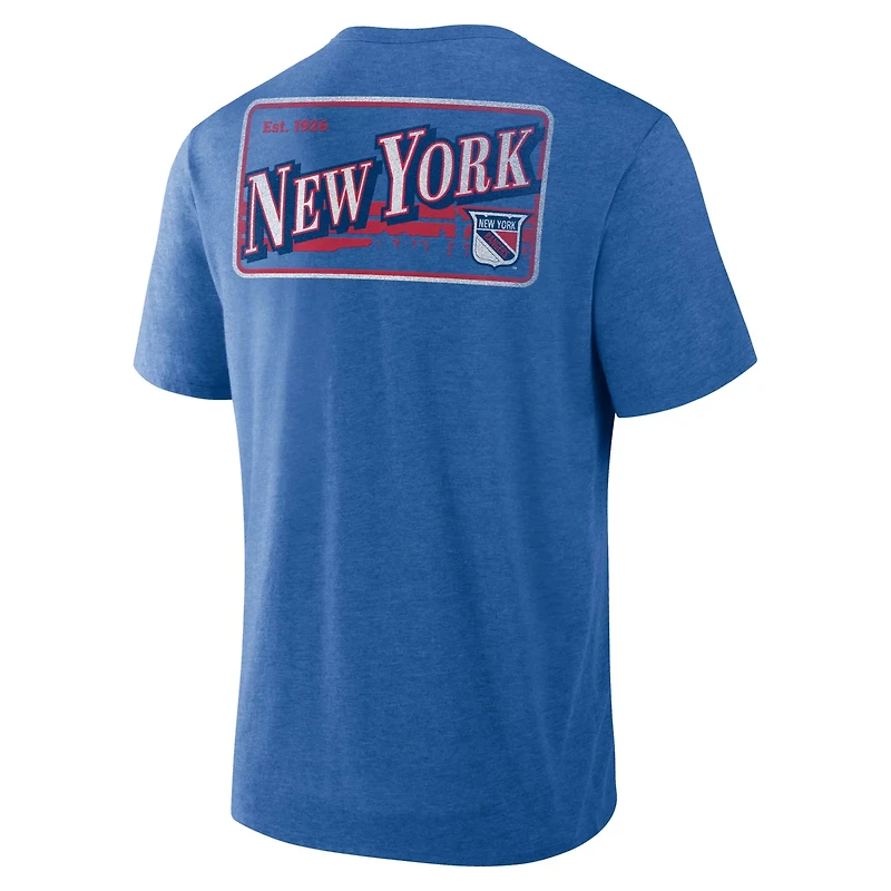 Fanatics Heather New York Rangers Fan Lanes Tri-Blend T-Shirt