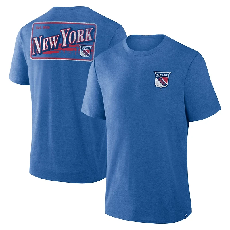 Fanatics Heather New York Rangers Fan Lanes Tri-Blend T-Shirt