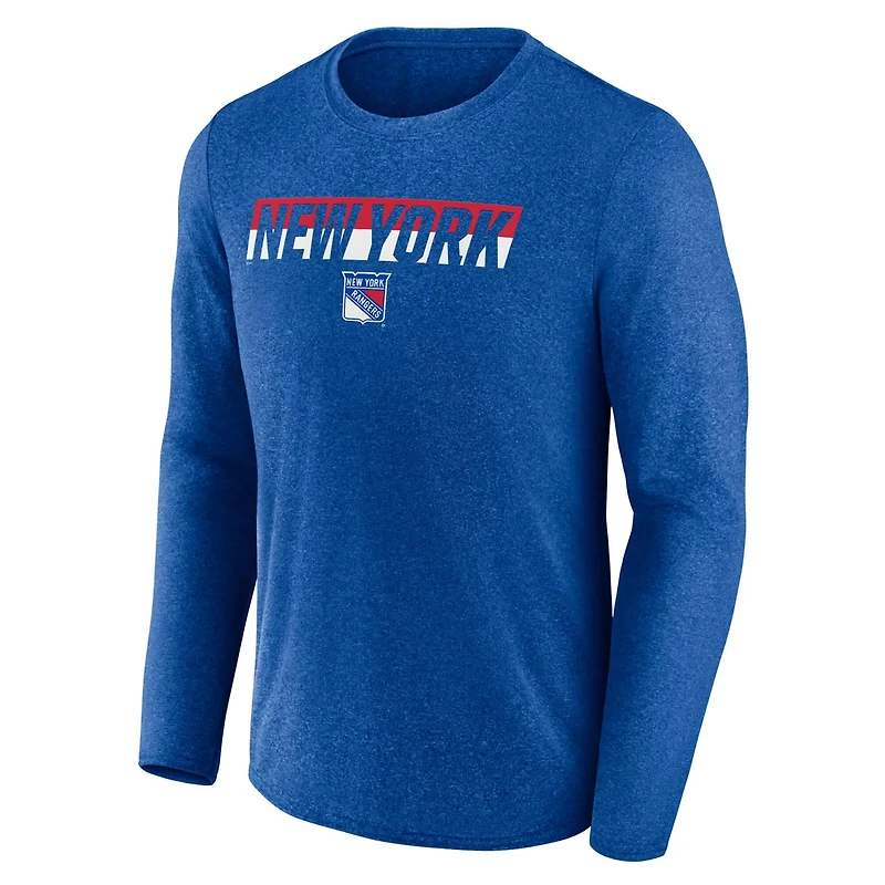Fanatics Heather New York Rangers Transition Long Sleeve T-Shirt