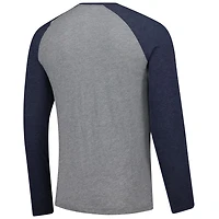 Fanatics Heather New York Yankees Weathered Logo Tri-Blend Raglan Long Sleeve T-Shirt
