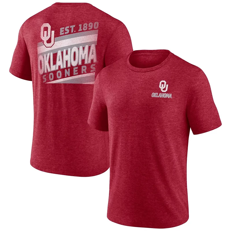 Fanatics Heather Oklahoma Sooners Ideal Faded Tri-Blend T-Shirt