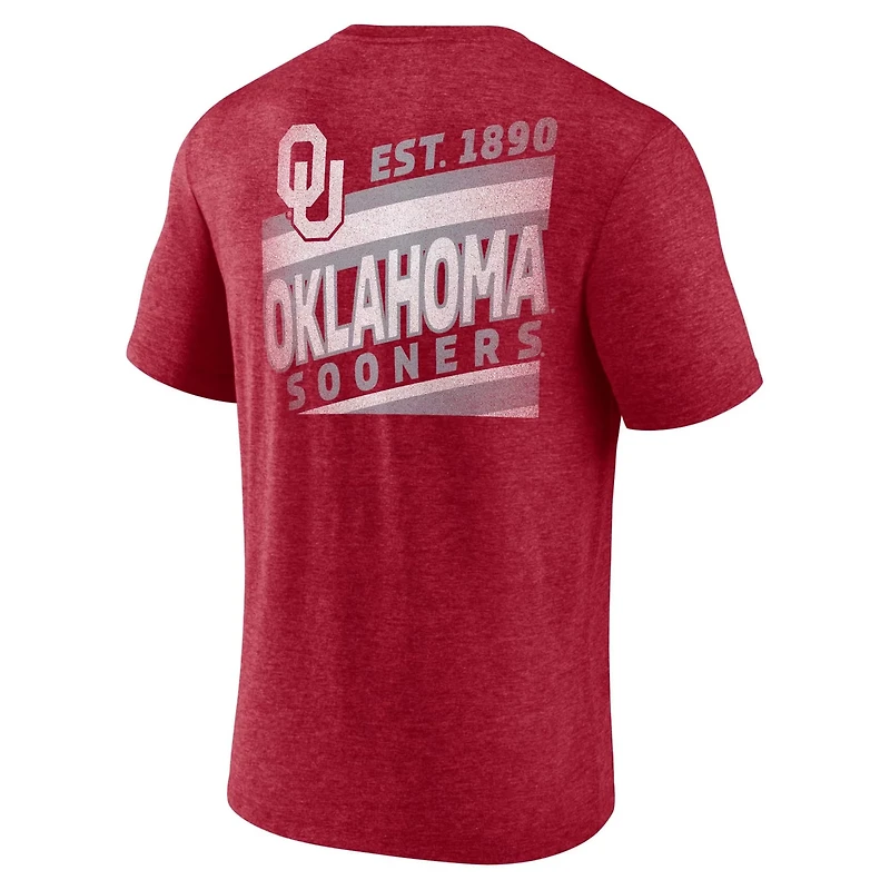 Fanatics Heather Oklahoma Sooners Ideal Faded Tri-Blend T-Shirt