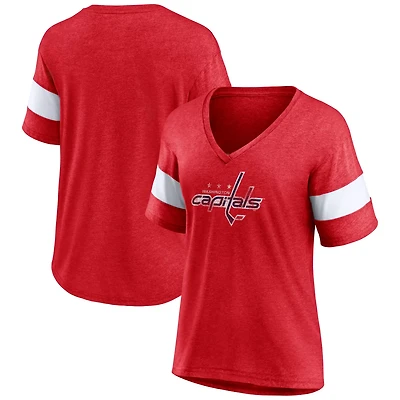 Fanatics Heather Washington Capitals Distressed Tri-Blend V-Neck Half-Sleeve T-Shirt