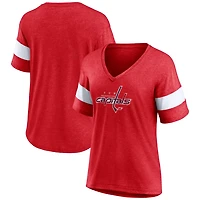Fanatics Heather Washington Capitals Distressed Tri-Blend V-Neck Half-Sleeve T-Shirt