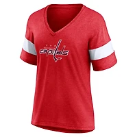 Fanatics Heather Washington Capitals Distressed Tri-Blend V-Neck Half-Sleeve T-Shirt