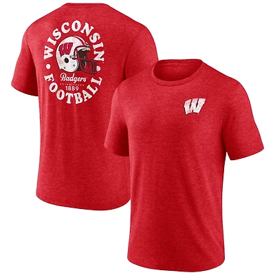 Fanatics Heather Wisconsin Badgers Old-School Bold Tri-Blend T-Shirt