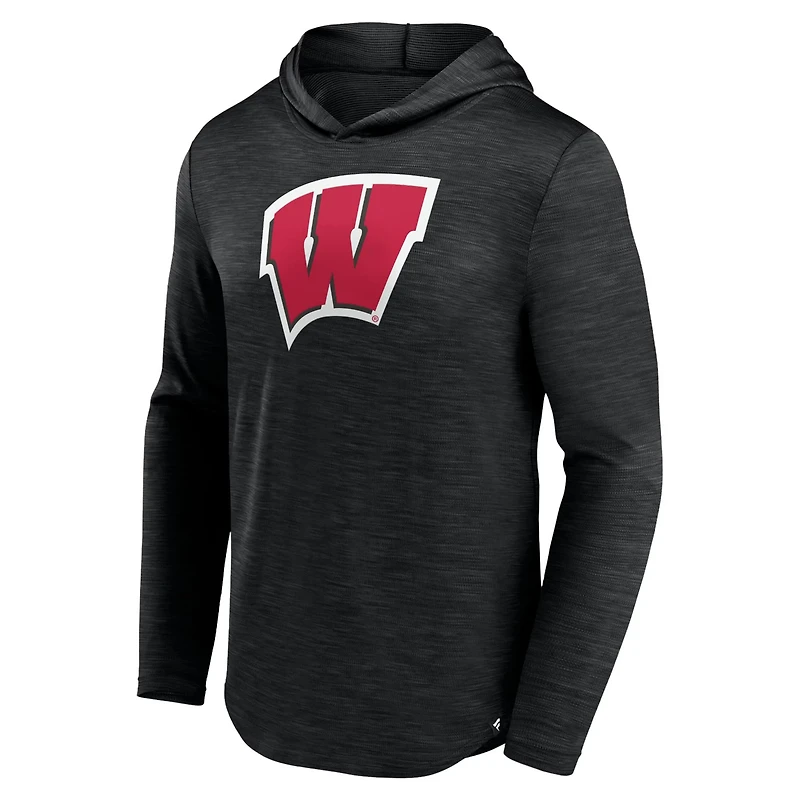 Fanatics Heather Wisconsin Badgers Transitional Hoodie T-Shirt