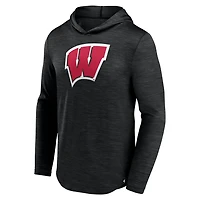 Fanatics Heather Wisconsin Badgers Transitional Hoodie T-Shirt