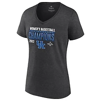 Fanatics Heathered Charcoal Kentucky Wildcats 2022 SEC Basketball Conference Tournament Champions Locker Room V-Neck T-Shirt