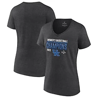Fanatics Heathered Charcoal Kentucky Wildcats 2022 SEC Basketball Conference Tournament Champions Locker Room V-Neck T-Shirt