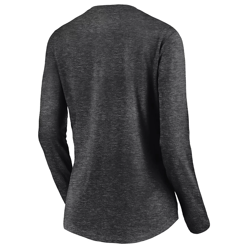Fanatics Heathered Charcoal New York City FC 2021 MLS Cup Champions Locker Room Long Sleeve V-Neck T-Shirt