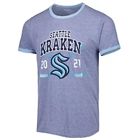 Fanatics Heathered Deep Sea Seattle Kraken Buzzer Beater Tri-Blend Ringer T-Shirt