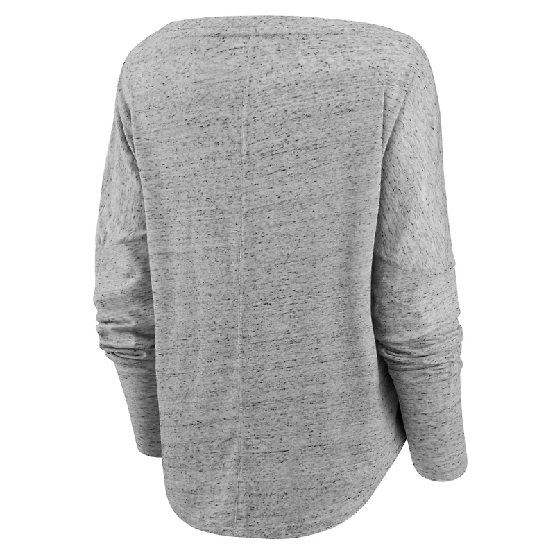 Fanatics Heathered Gray Chicago Bulls Nostalgia Off-The-Shoulder Long Sleeve T-Shirt