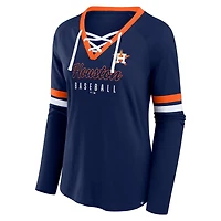 Fanatics Houston Astros Won  Done Raglan Lace-Up Long Sleeve T-Shirt
