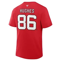 Fanatics Jack Hughes New Jersey Devils Authentic Stack Name  Number T-Shirt