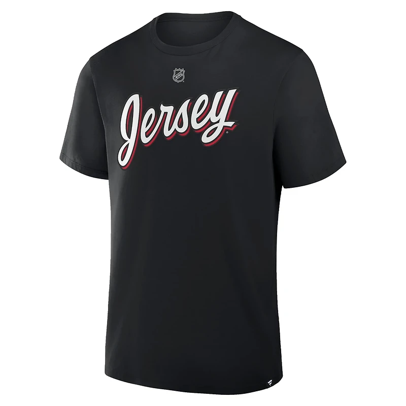 Fanatics Jack Hughes New Jersey Devils Authentic Stack Name Number T-Shirt