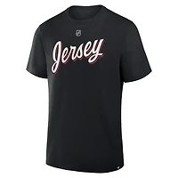 Fanatics Jack Hughes New Jersey Devils Authentic Stack Name Number T-Shirt
