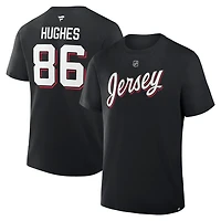 Fanatics Jack Hughes New Jersey Devils Authentic Stack Name Number T-Shirt