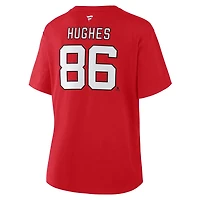 Fanatics Jack Hughes New Jersey Devils Authentic Stack Name  Number T-Shirt