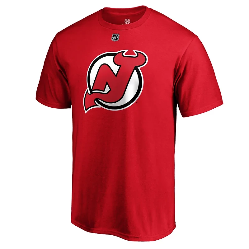 Fanatics Jack Hughes New Jersey Devils Authentic Stack Name  Number T-Shirt