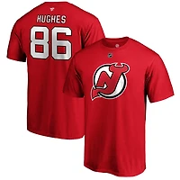 Fanatics Jack Hughes New Jersey Devils Authentic Stack Name  Number T-Shirt