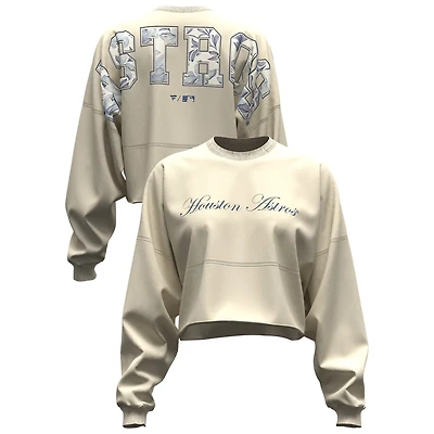 Fanatics Light Houston Astros Spirit Floral Script Cropped Long-Sleeve T-Shirt