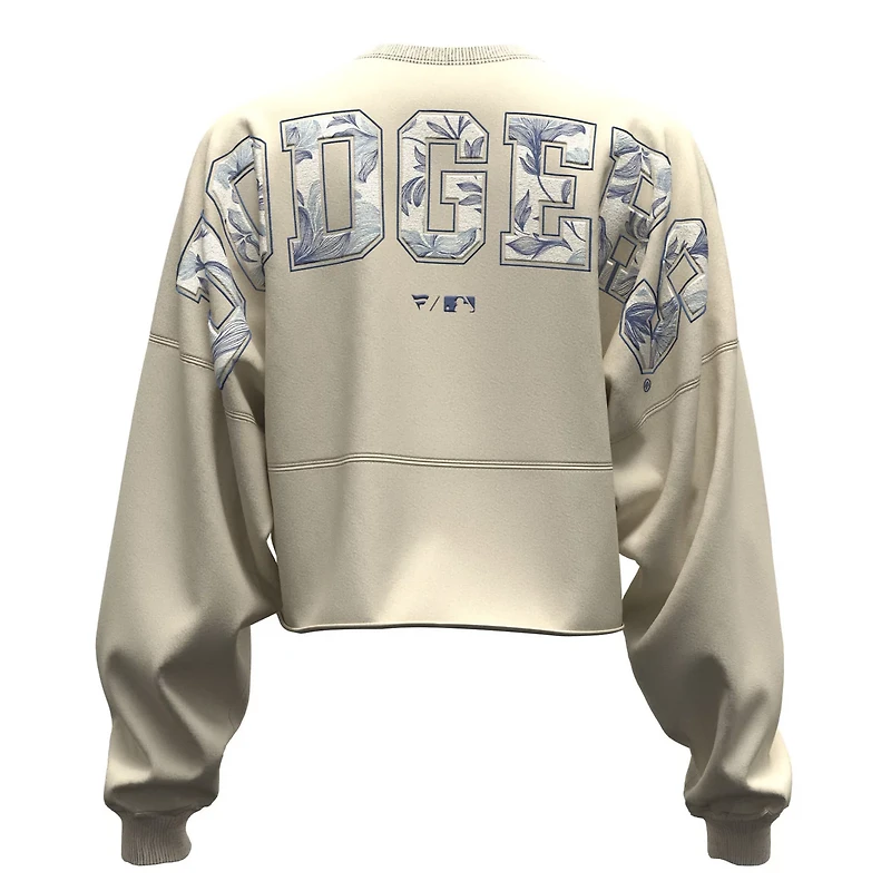 Fanatics Light Los Angeles Dodgers Spirit Floral Script Cropped Long-Sleeve T-Shirt
