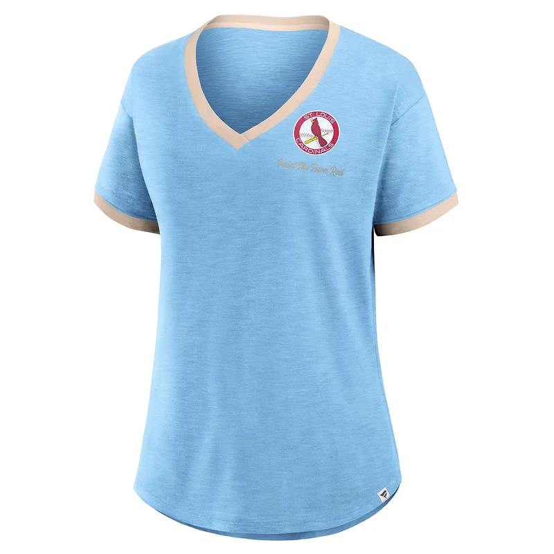 Fanatics Light St Louis Cardinals Binge Worthy Stadium Slub V-Neck T-Shirt