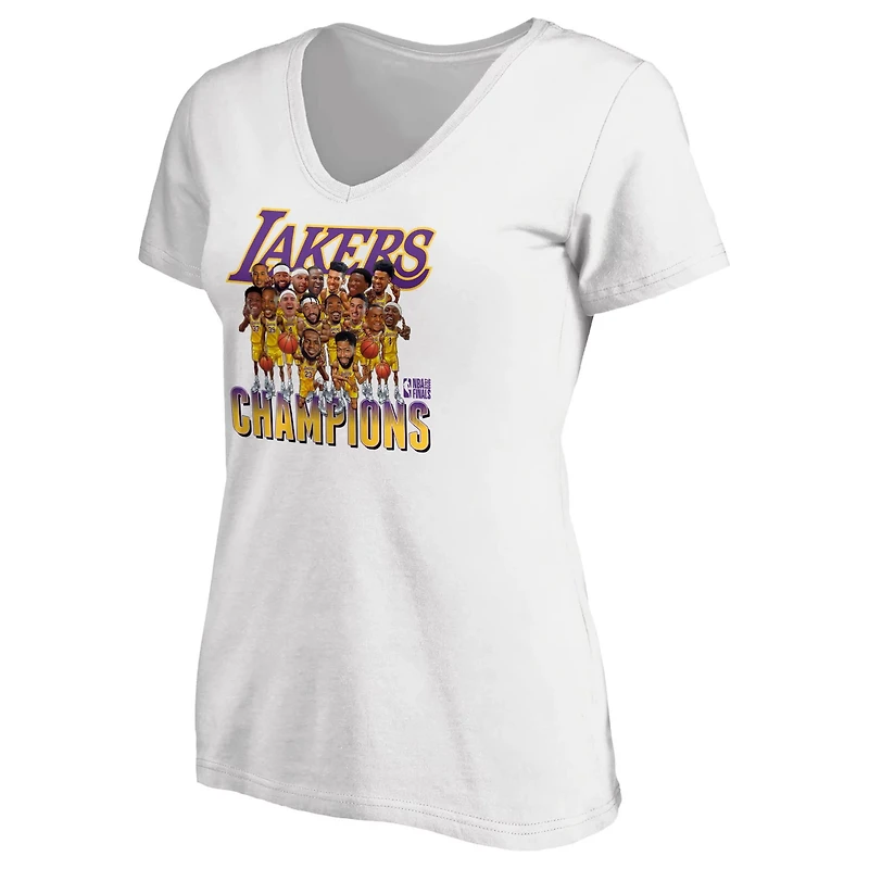 Fanatics Los Angeles Lakers 2020 NBA Finals Champions Team Caricature V-Neck T-Shirt